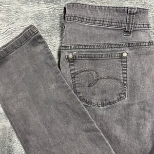 Lee Modern Moment Fit Jeans Womens 10 Charcoal  Straight Leg Stretch Rhinestone